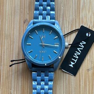 MVMT Rise Boyfriend Ceramic Watch With 36mm Blue Face With Blue Ceramic Bracelet